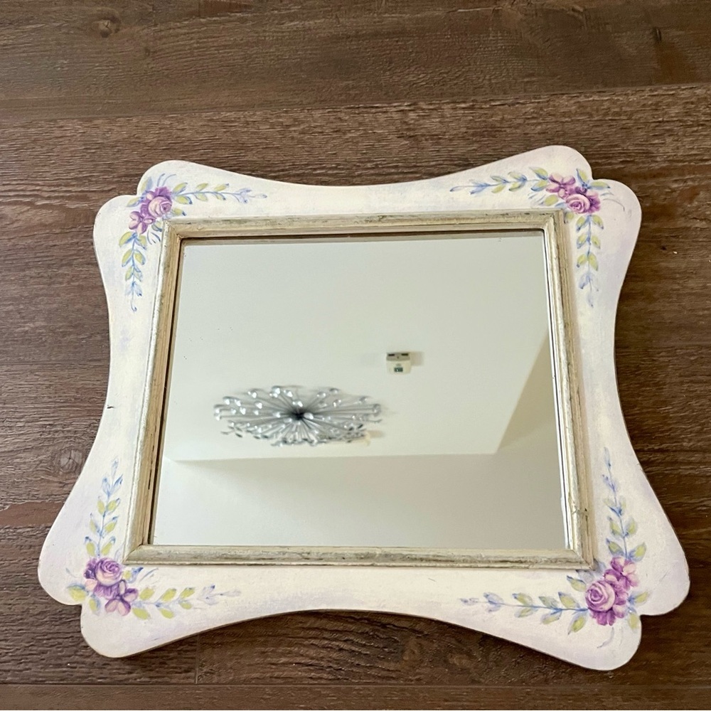 Floral Cream and Purple Wall Mirror